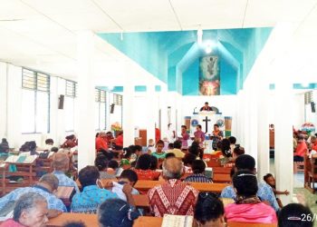 Foto Saat Ibadah HUT PI Ke 113 di Jemaat Lukas Saba Klasis Biak Timur.
